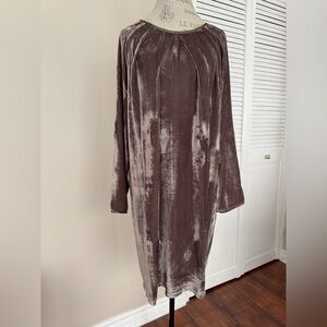 Elegant Brown Silk Velvet Dress